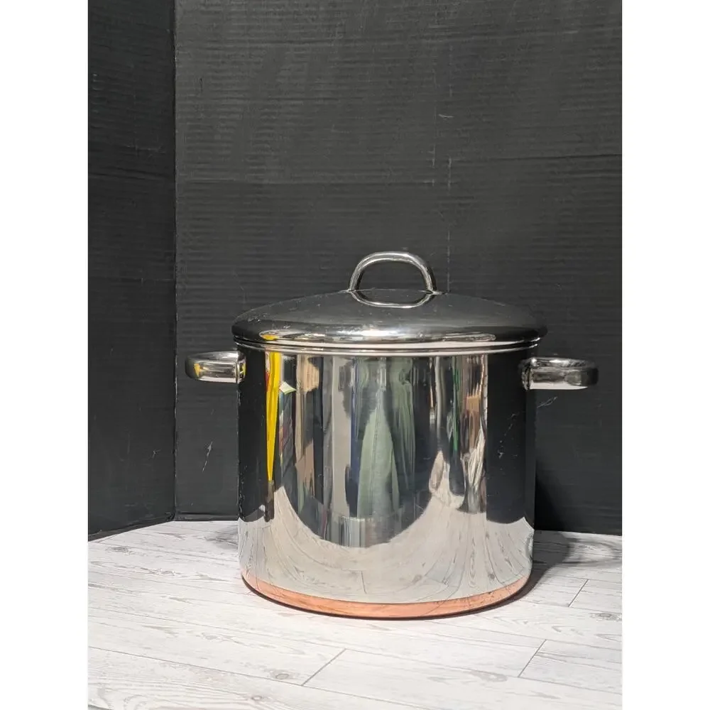 VTG Revere Ware 1801 Copper Clad 8 Quart Stock Pot w/Lid Clinton, ILL USA 98